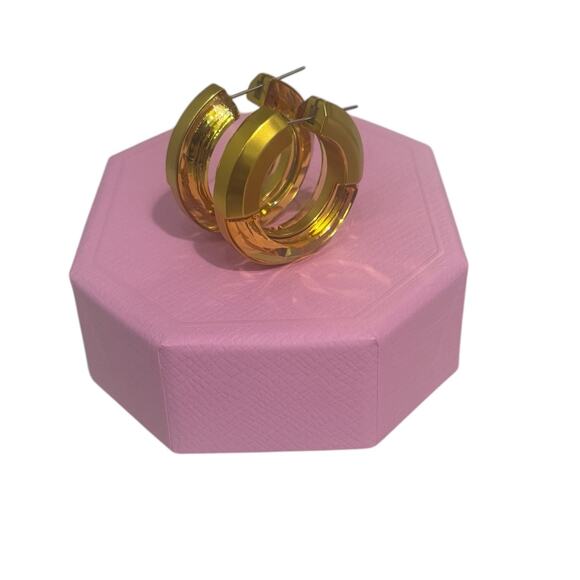 Swarovski Women's Hoop Earrings Lucent Yellow Gold Aluminum, Crystals - Picture 4 of 6